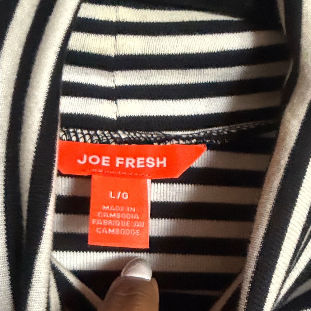 Joe Fresh Black and White Striped Long Sleeve Dress, L - Picture 9 of 10